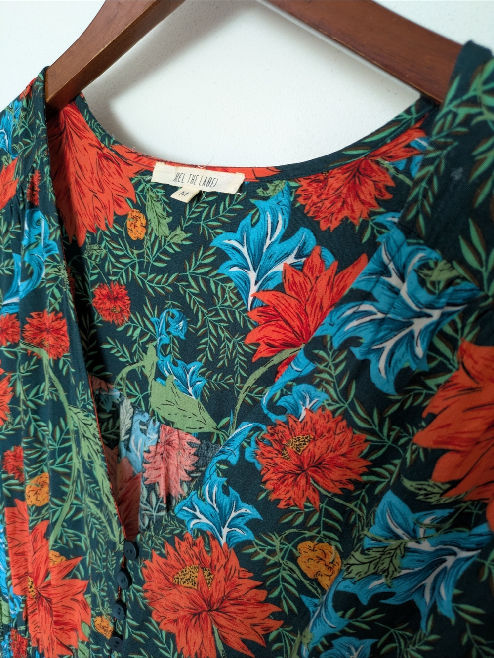 Boutique Floral High Low Midi Dress | Boho Cottagecore Romantic Smocked Waist - Picture 4 of 5